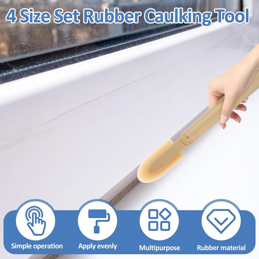8PCS Rubber Caulking Tool Kit, Caulking Finishing Tool Rubber, Silicone Caulking Tool Caulk, Grout Sealant Applicator Tool, 4 Size Rubber Spatula Caulking Tool for Brick Skirting Kitchen Bathroom