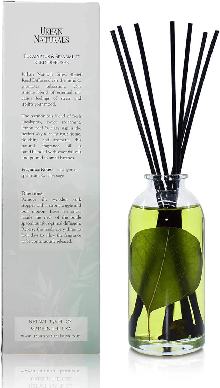 Urban Naturals Smoked Vanilla Reed Diffuser Set with Vanilla Bean, Sandalwood & Leather | Made in the USA - Colors B