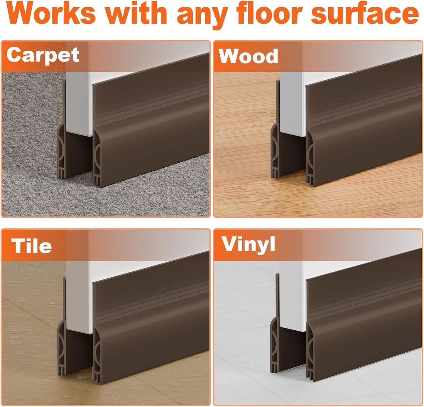 Door Draft Stopper, Door Sweep for Bottom of Door, Weather Stripping Door Seal Gap Filler Bottom Blocker Soundproof Cold Air Insulation Save Energy Installs Quickly and Easily (White, 39‘’)