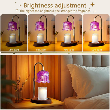 CRMILL Candle Warmer Lamp Electric Timer - Candles Warming Light Height Adjustable Dimmable Warmers Flower Lamps No Flame Heat Warm Melt Wax Jar Modern Home Decor Table Lights for Home Living Bedroom