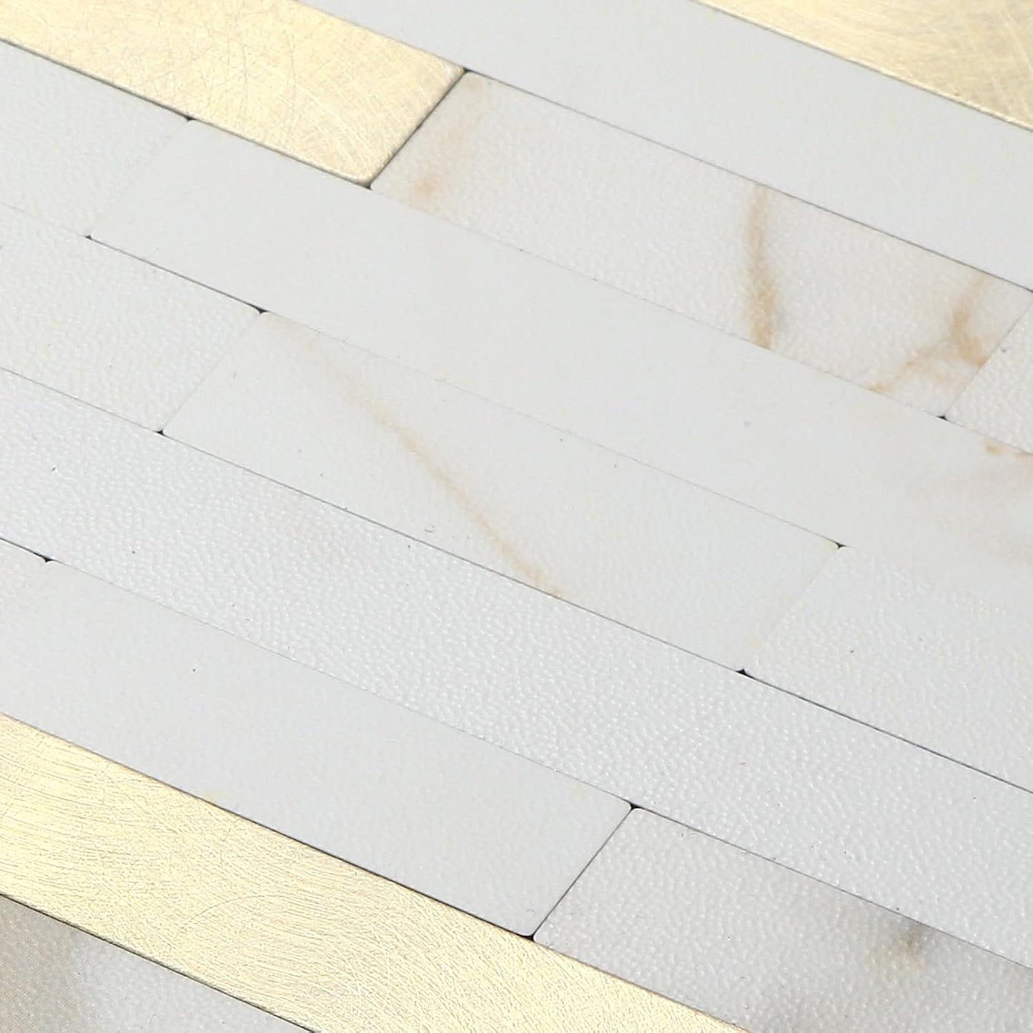 Yipscazo 2026 New Upgrade 11.34" X 11.57" Peel and Stick Backsplash, Stick on Backsplash Tiles for Kitchen, Bathroom, Fireplace (10 Sheets, Beige Rocks + Rose Gold)