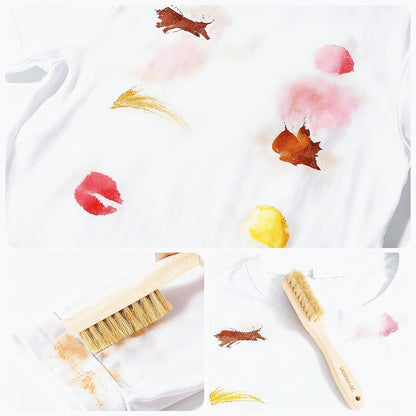 Wood Laundry Stain Brush with Boar Bristle, Tough Stain Remover for Delicate Fabric, Cotton, Linens, and Shoes, Laundry Scrub Brush for Fresh and Clean Fabric