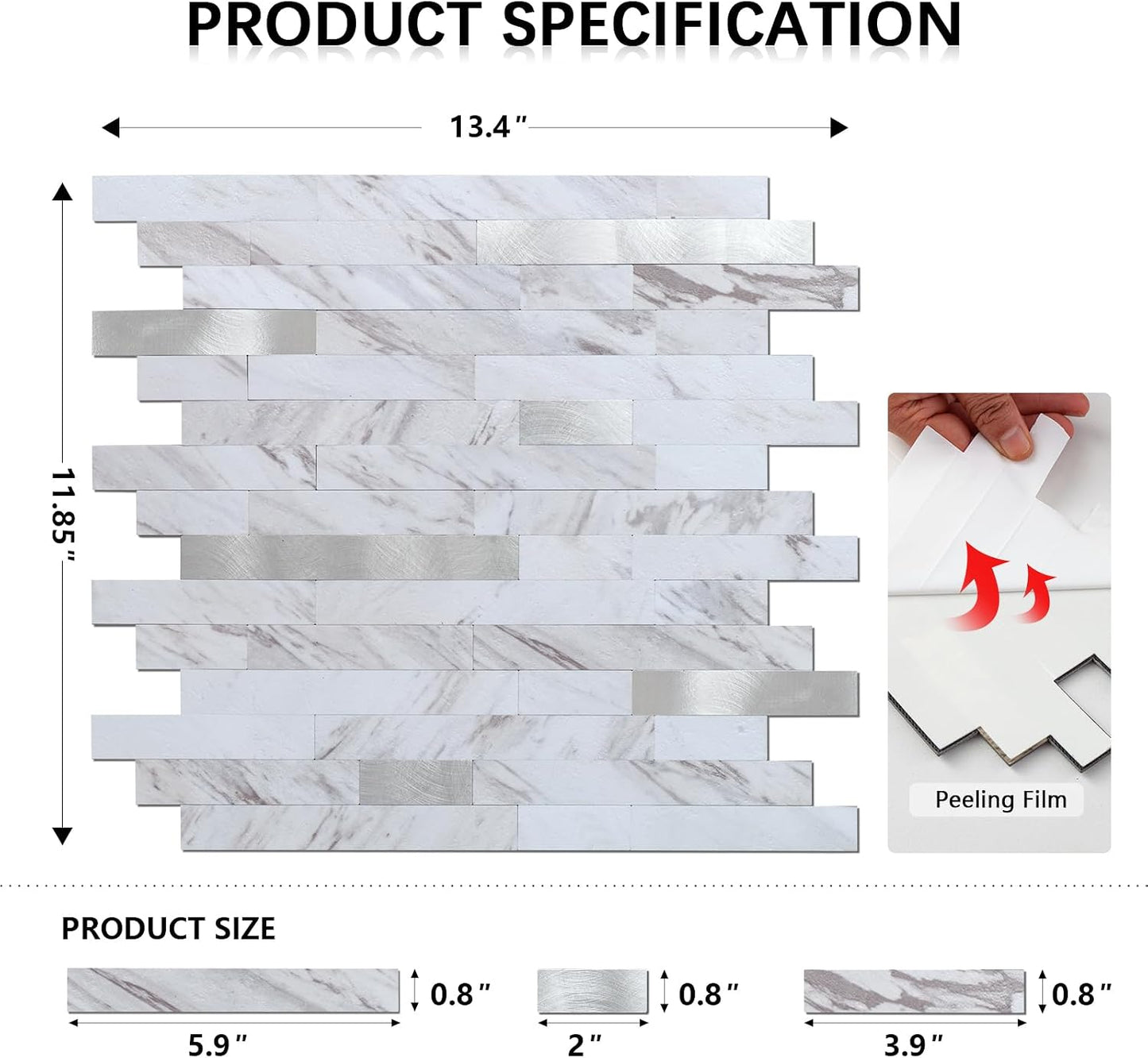 Midcard 10 Sheets Peel and Stick Backsplash PVC Wall Tile,for Kitchen Backsplash