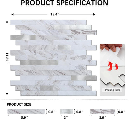 Midcard 10 Sheets Peel and Stick Backsplash PVC Wall Tile,for Kitchen Backsplash