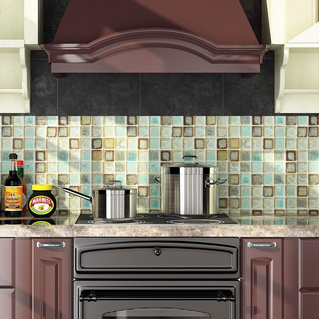 Livelynine Waterproof Wallpaper for Bathroom Shower Wall Decorative Contact Paper Self Adhesive for Furniture Stickers Kitchen Backsplash Tiles Peel and Stick Counter Removable Blue Mosaic 15.8"x78.8"