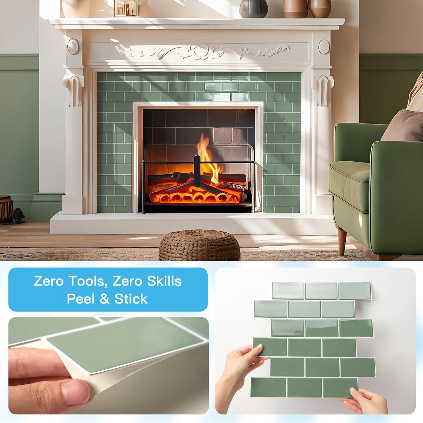 Art3d Peel and Stick Backsplash for Kitchen White Subway (10 Tiles, Thicker Design)