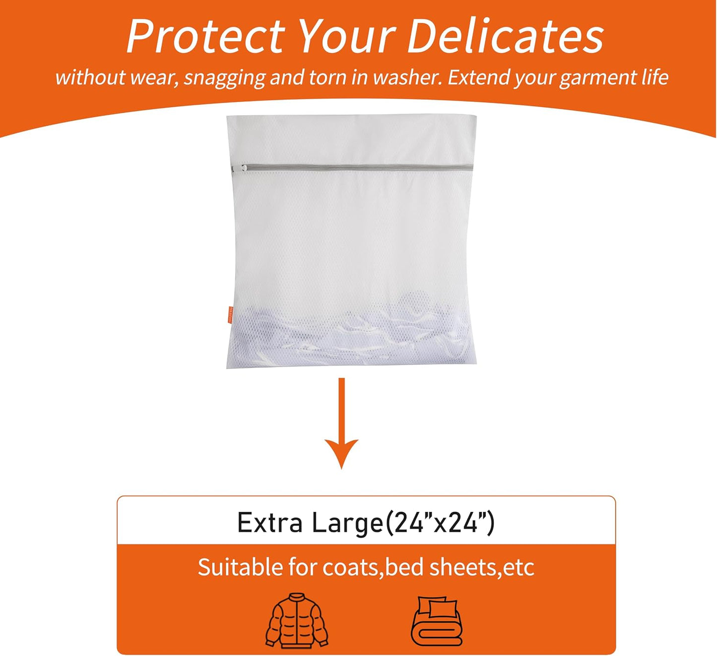 Polecasa Diamond Mesh Laundry Bags 3 Pack (16x20”, Large) | Durable Zipper, For Delicates, Lingerie, Bras, Underwear, Protect Garments in Washing Machine