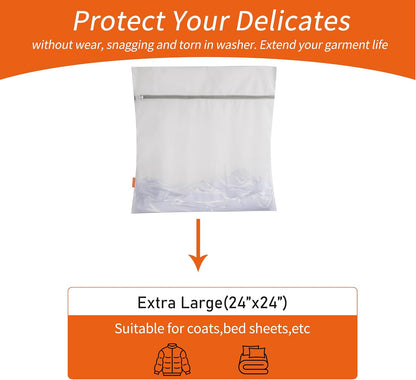 Polecasa Diamond Mesh Laundry Bags 3 Pack (16x20”, Large) | Durable Zipper, For Delicates, Lingerie, Bras, Underwear, Protect Garments in Washing Machine