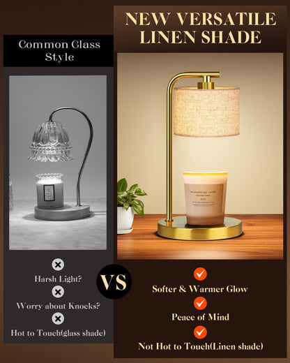 Candle Warmer Lamp with Timer Dimmer, Height Adjustable Modern Farmhouse Candle Warmer, Electric Candle Lamp Warmer with 2 Bulbs, Birthday Gifts for Women Mom, Gift for Home Decor