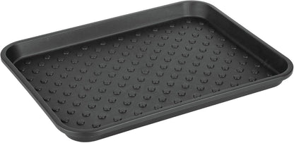 iDesign Plastic Under Sink Mat Tray for Kitchen Cabinet, Bathroom, Entryways, Office, Mudroom, College Dorm, (Set of 2), 17" X 13" X 2", Black | For Kitchen Cabinet, Bathroom, Entryways, Office, Mudroom