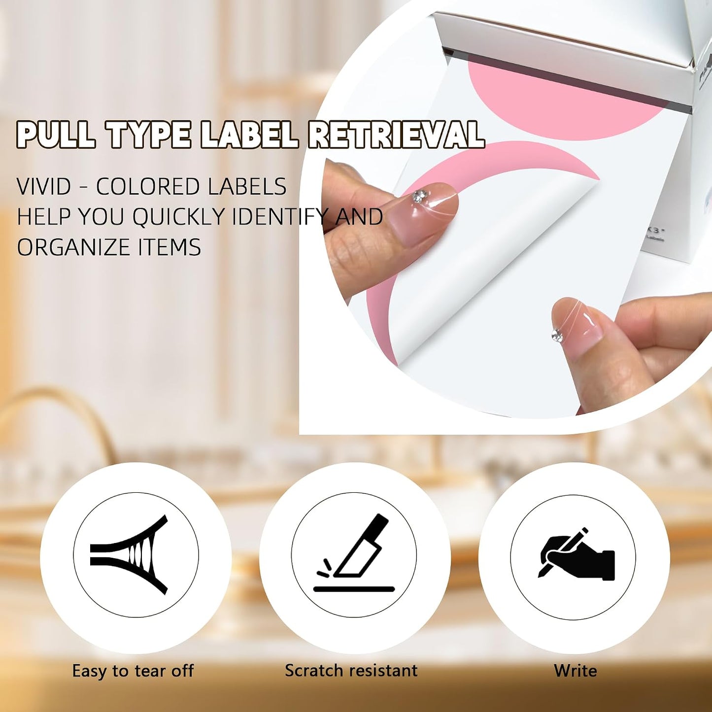 3 Inch White Color Code Dot Stickers,500 PCS Round Labels Stickers in Dispenser Box for Organization, Inventory,Classroom