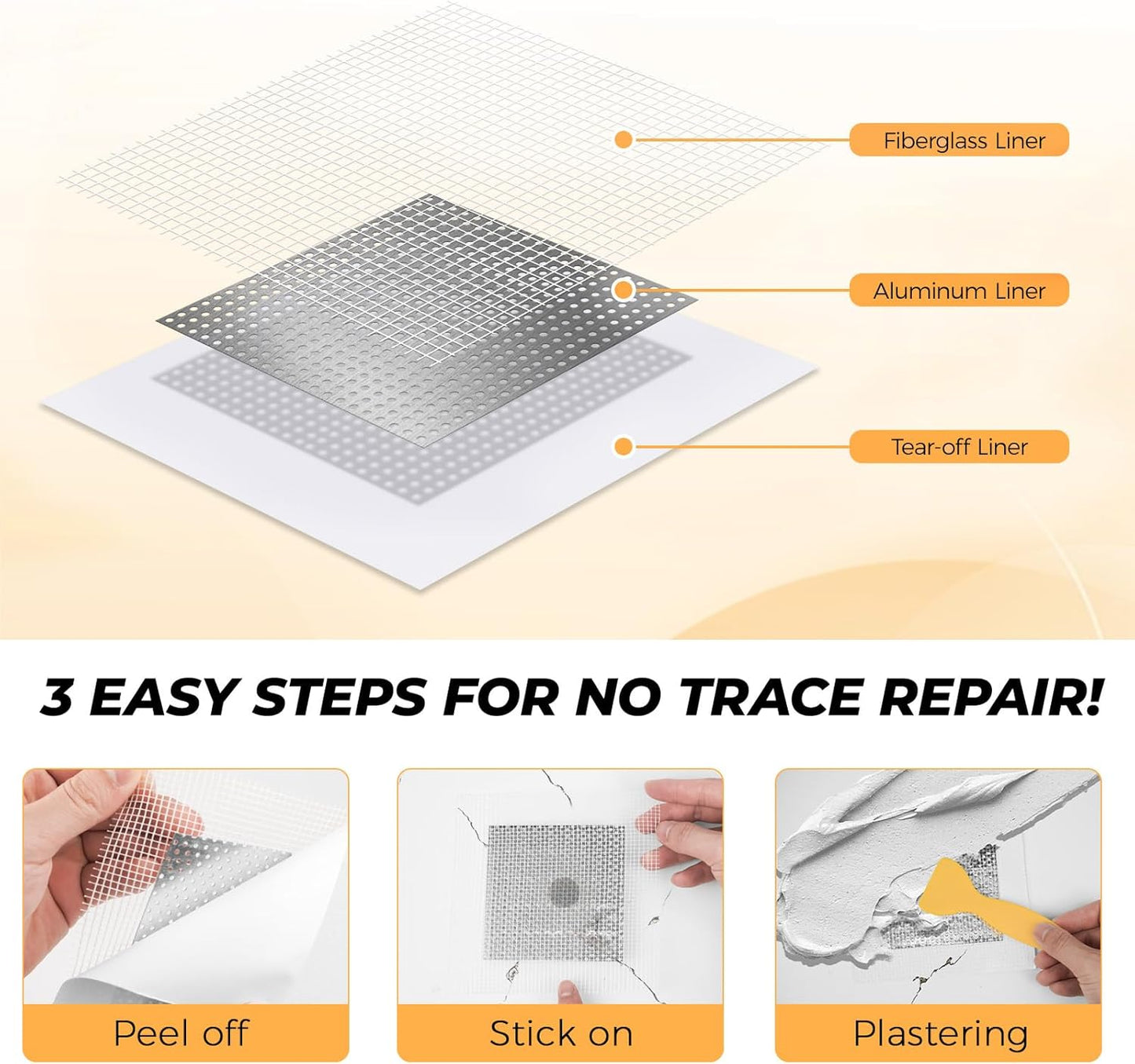 20 Pack Drywall Patch, 2/4/6/8 Inch Drywall Repair Patch, Large Hole Patch Repair for Drywall, Quick & Easy Wall Repair, Use with Wall Filler & Spackle