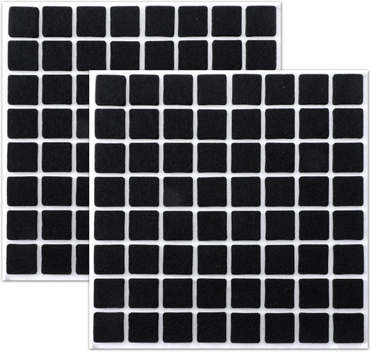 128Pcs 3/4" Felt Furniture Pads Square Black Felt Pads for Chair Legs Square Pad 3/4 inch Self Adhesive Floor Protector Pad for Hardwood Floors, Anti Scratch, Furniture Feet