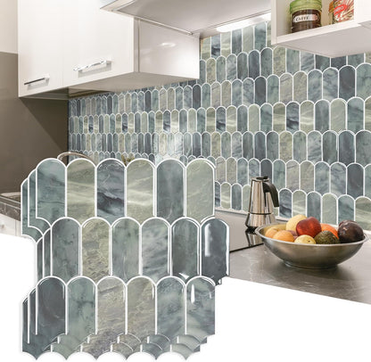 Vamos Tile Upgraded Thicker Design Peel and Stick Backsplash Tile, Self Adhesive Vinyl Wall Tiles, Stick on Backsplash for Kitchen, Bathroom, RV,Pantry,10-Sheet Grayish Blue Marble with White Grout