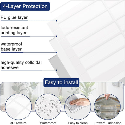 MORCART Peel and Stick Backsplash, 10 Sheets of 11.8"x11.8" - 3D Adhesive Waterproof Wall Tiles for Kitchen, Bathroom, Living Room, Subway Tiles, Gray-Apricot