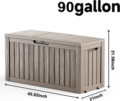 EasyUp 35 Gallon Outdoor Storage Box, Outdoor Deck Boxes for Garden Tools Equipment,Cushions and Patio Storage,Lockable and Resin,Easy to Install(Black)