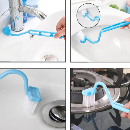 4PCS V-Shape Plastic Curved Brush Blue 7.9x1.4 inch Toilet Corner Edge Cleaning Brush S-Shape Toilet Cleaning Brush Curved Handle Sanitary Brush Bathroom Brush
