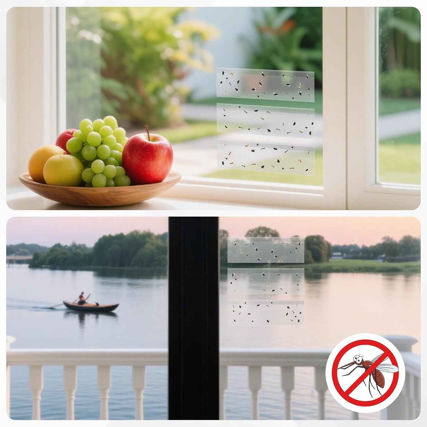 LULUCATCH Window Fly Trap, 24 Pack Fruit Fly Traps for Indoors, Sticky Gnat Trap Bug Trap, Non-Toxic Odorless Flying Insect Trap, Pet Safe Bug Catcher for Fruit Fly, Mosquitos, Fungus & Flying Insect