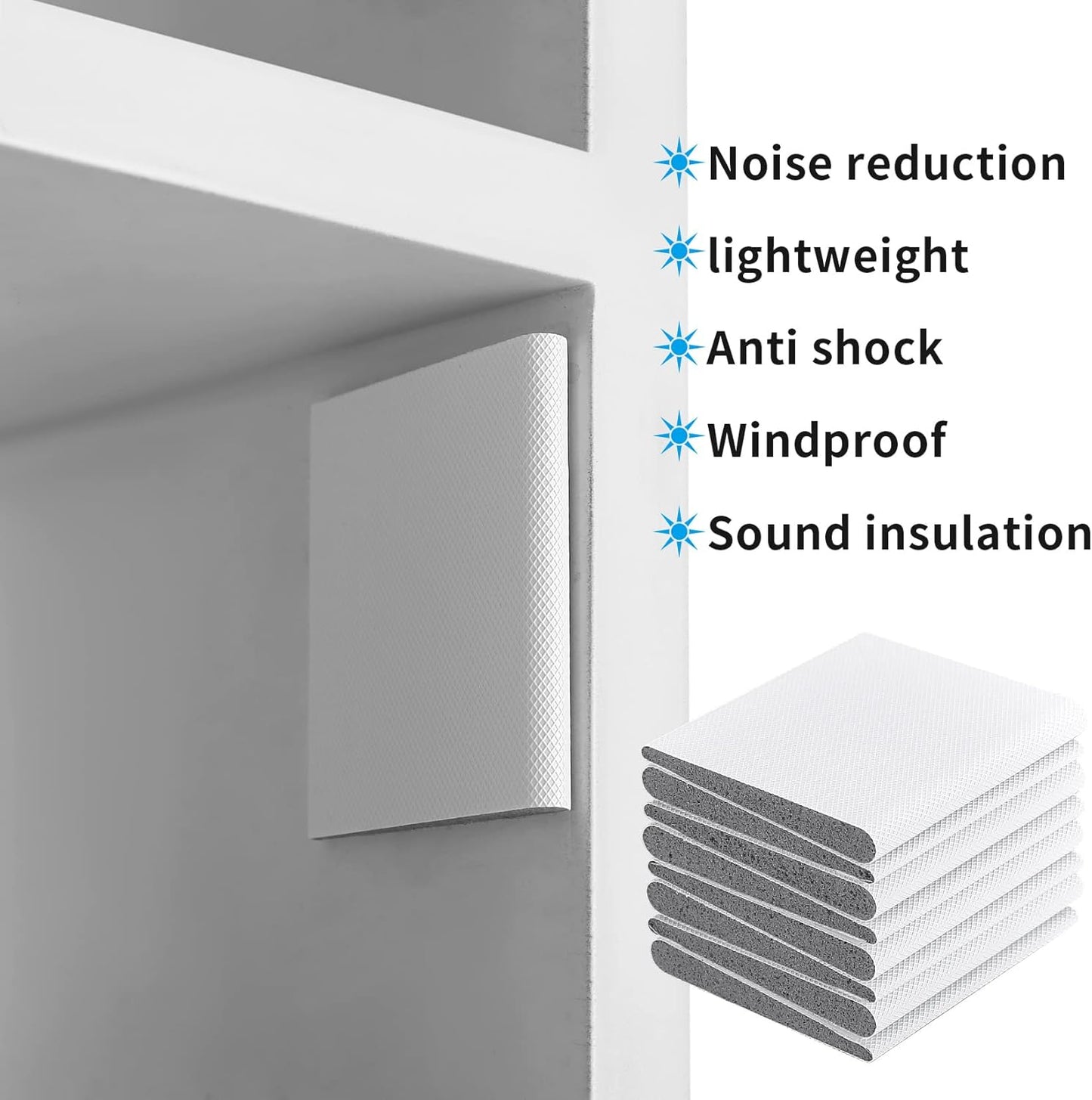 wugongshan 16 Pcs Door Corner Seals, Weather Stripping Draft Stopper Self-Adhesive, Exterior Door Jamb Frame Seal Foam for Draft Weather Protection, Isolation of Noise, Corner Seal