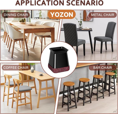 YOZON Chair Leg Floor Protectors Felt Furniture Pads Silicone Caps | Chair Leg Protectors for Hardwood Floors 32 Pack Anti-Scratch Reduce Noise Clear Round Medium Fit 3/4" to 1-3/16" (19-30mm)