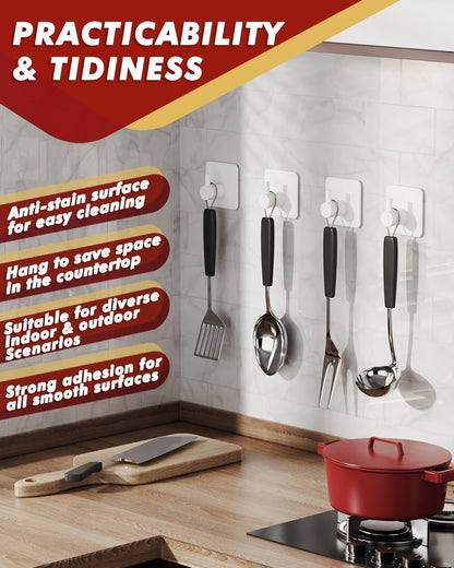Auxmir Adhesive Hooks Heavy Duty 22lb(Max) Towel Hooks for Shower, 5 Pack Self Adhesive Damage Free Wall Hooks, Stainless Steel for Coat Robe, Waterproof Oilproof Rustproof for Bathroom Kitchen Office