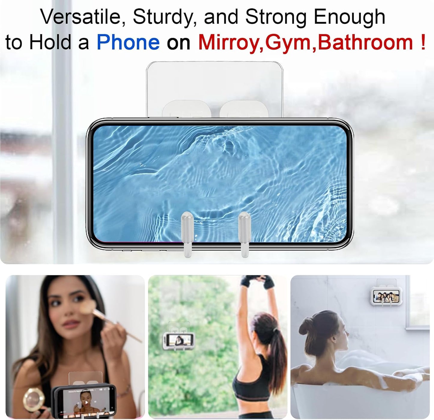 Strong Adhesive Hooks for Hanging Heavy Duty Rustproof Wall Hangers Towel Hooks for Bathrooms No Damage Easy-To-Remove Traceless Squeegee Shower Hook, Clear Utility Hook Multiple Uses for Kitchen Home