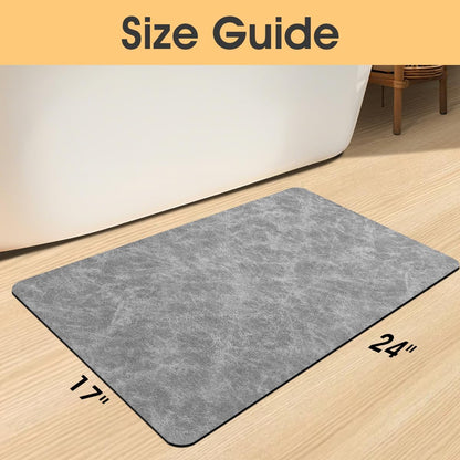 ACCUMTEK Non Slip Bath Mat, Thin Bathroom Rugs Fit Under Door, Quick Dry Bath Mats, Machine Washable Bath Rugs for Bathroom, Bathtub & Kitchen, Grey/Bordered/24 x17
