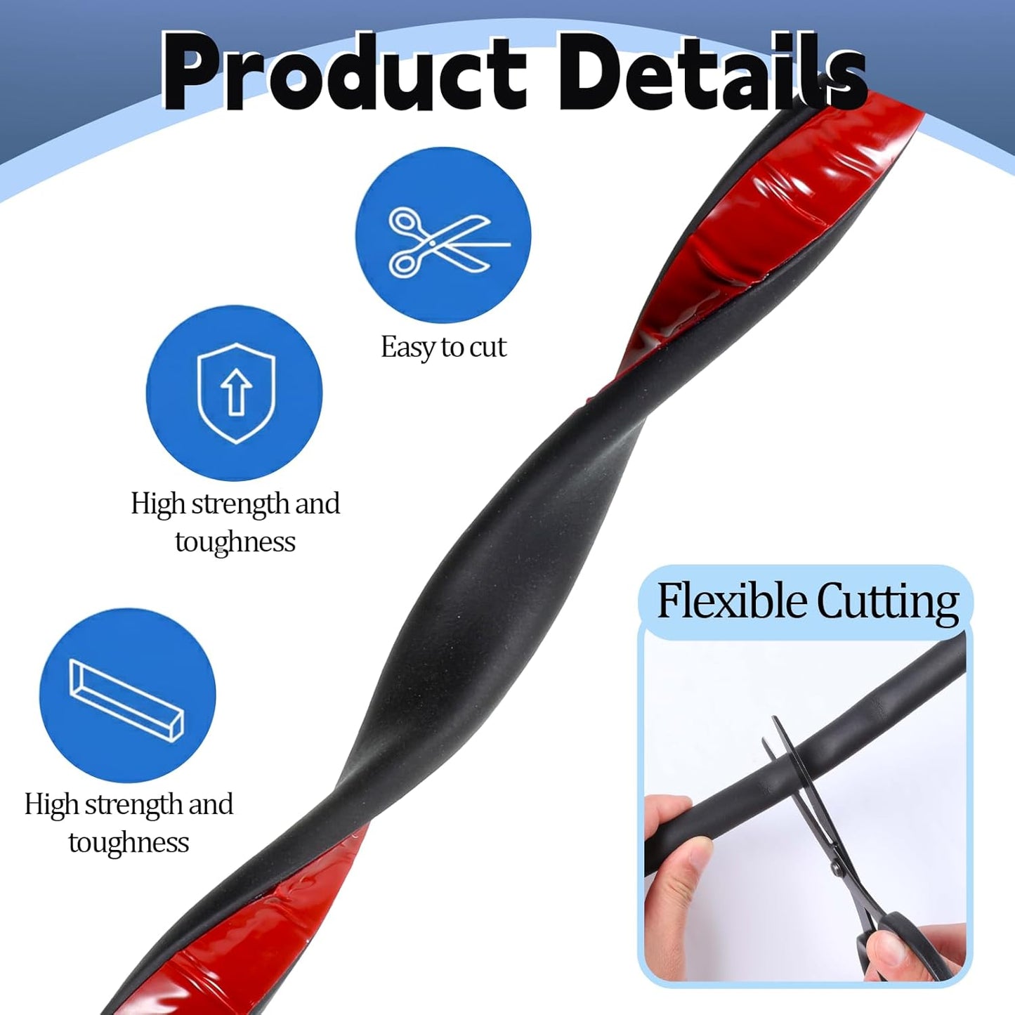 2 Rolls Weather Stripping Door Seal, Total 52FT Self-Adhesive EPDM D Shape Foam Rubber Seal Strip for Boat, Auto, Marine, RV, Garage Doors/Window and More, W:0.75"; H:0.375"