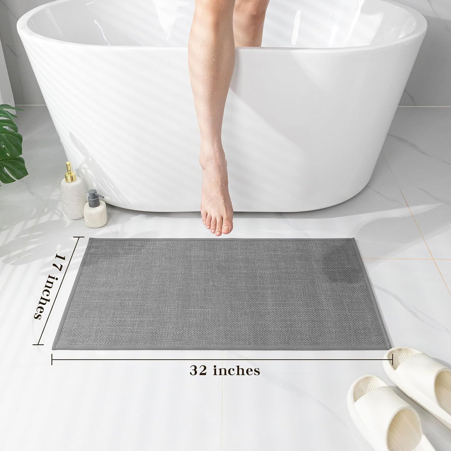 chakme Bathroom Rugs Mat 24x17, Ultra Thin Non Slip Bath Mat Small Quick Dry Absorbent Bath Mat for Bathroom Floor, (Dark Beige, 24"x17")