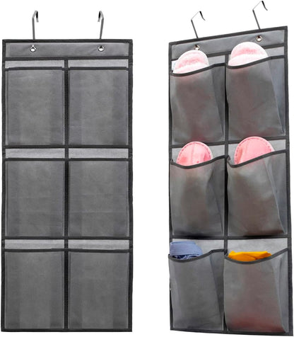 2 Packs Over The Door Hanging Closet Shoes Holder Organizer Shoe Storage Shoe Rack with 6 Pockets (Clear PVC Pockets)