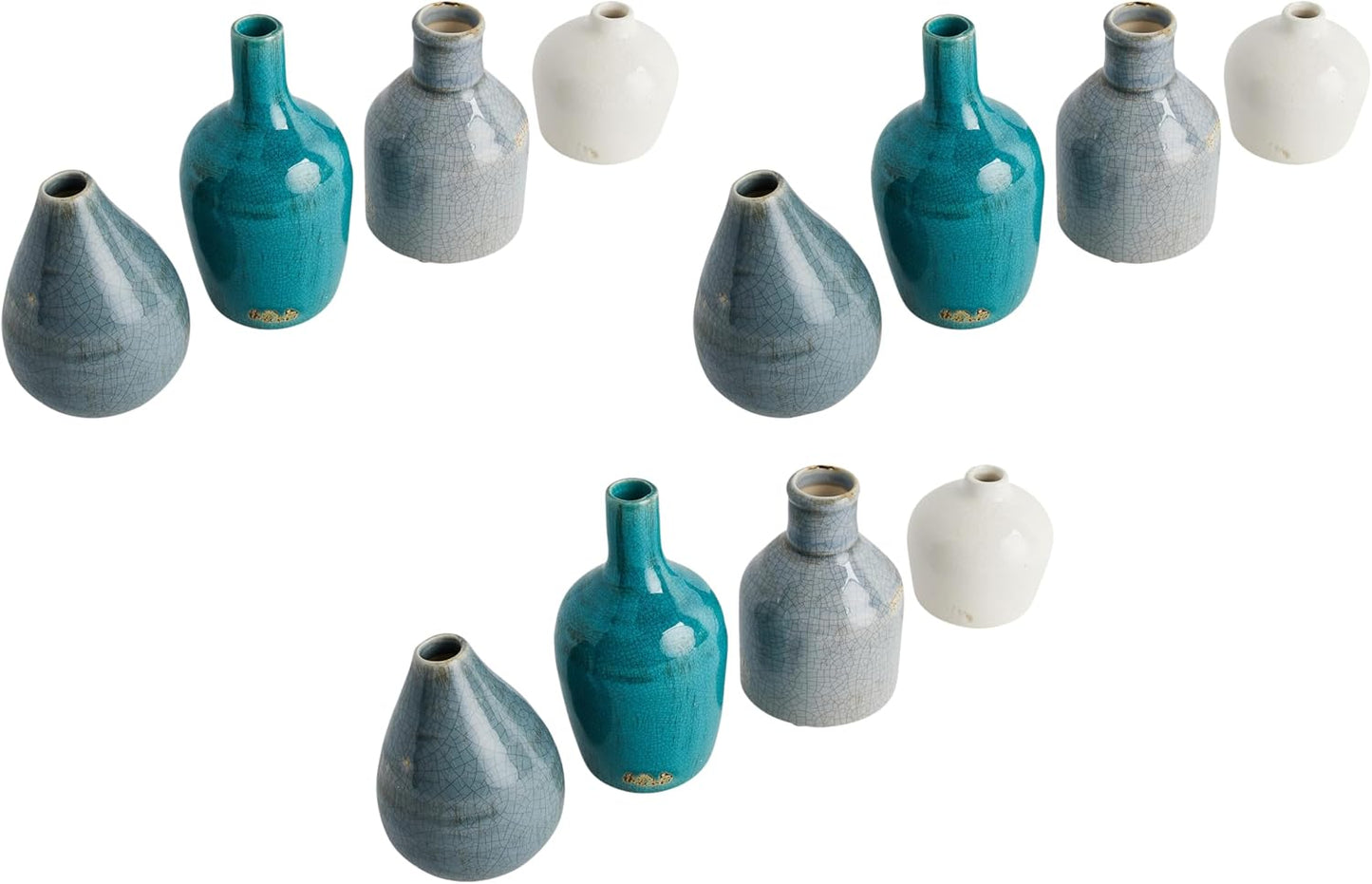 Creative Co-Op Blue & Ivory Terracotta Vases (Set of 4 Sizes)