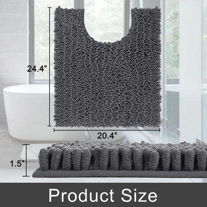 Yimobra Bathroom Rugs Non Slip Washable - Ultra Soft Absorbent Chenille Bath Mat, Quick Dry Shaggy Floor Carpet for Tub Shower, Gray Home Decor Accessories, 24x17 Inch
