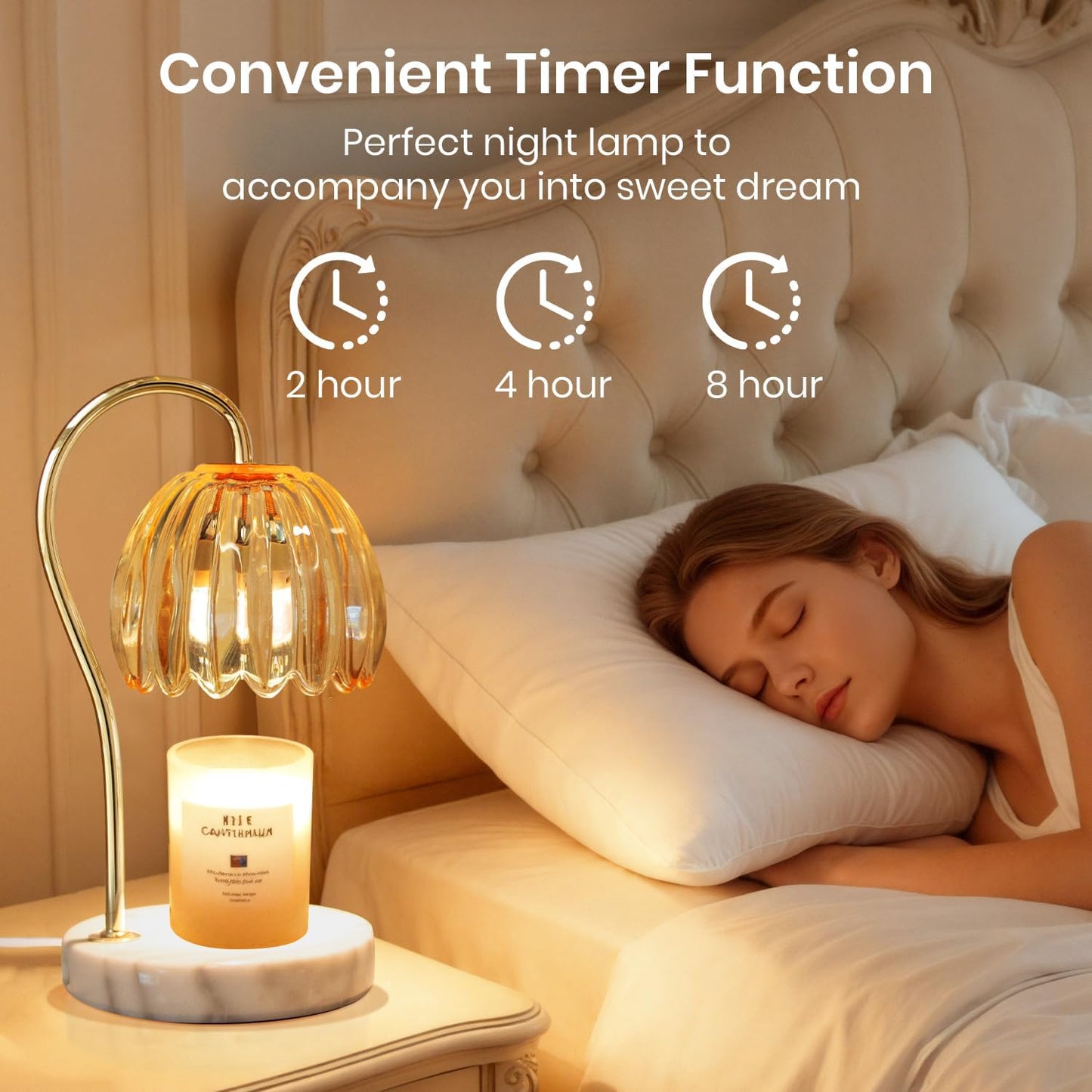 Candle Warmer Lamp with Timer & Dimmer, Electric Candle Lamp Warmer with 2 Bulbs for Scented Candle, Home Decor Gift for Her, Mother’s Day Gift (Milk Tea)