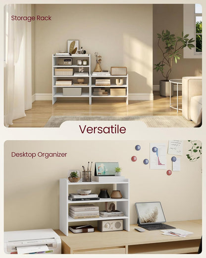 VASAGLE CUSTOS Collection - Shoe Rack for Closet, Stackable Shoe Organizer Shelf for Entryway, 2 Tiers, 11.7 x 24.4 x 14.2 Inches, White ULBS062WZ01S