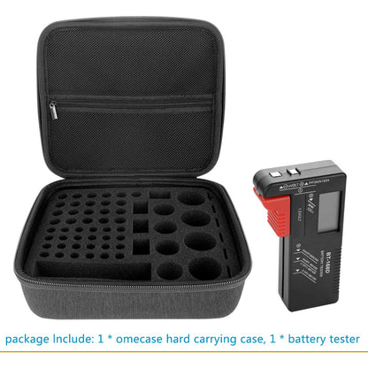 Linkidea Hard Battery Storage Container, Organizer Box with Tester BT-168, Safe Carrying Battery Case Holder - Holds 76 Various Sizes AA AAA 9V C D Batteries with Battery Tester