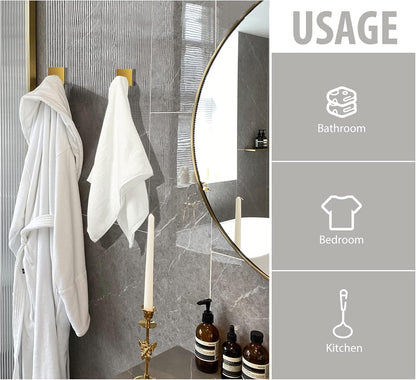 VIS'V Adhesive Towel Hooks, Waterproof Shower Wall Stick on Hooks, 2 Extra Adhesive Strips, White, 4 Pcs