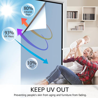 HIDBEA Frosted Window Privacy Film - Non Adhesive Static Cling Glass Stickers Sun UV Blocking Heat Control Door Covering Decals for Home Office, 23.6 x 78.7 Inch