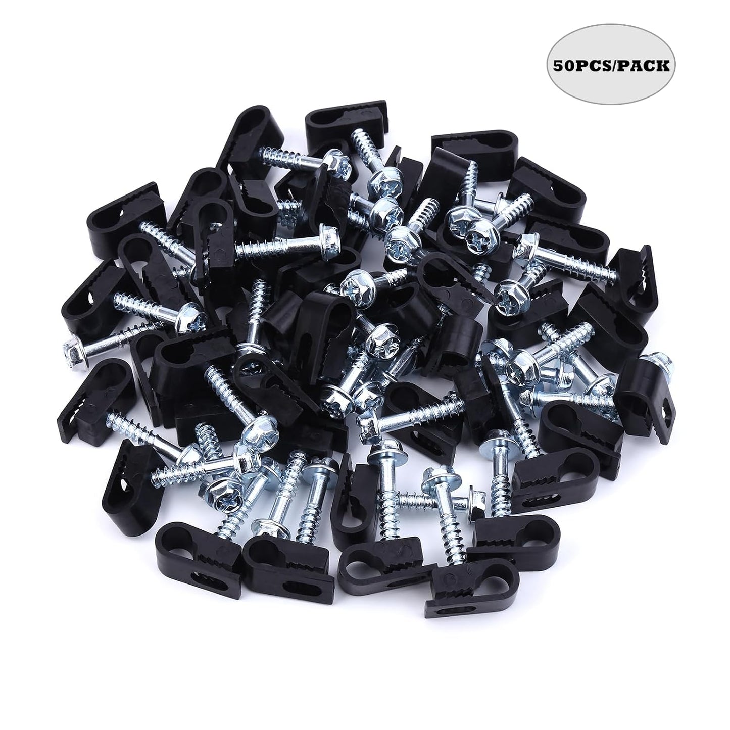 Cable Clips with Screws Fastener 1/4 Inch (6 mm) - All Weather Wire Clips for Coaxial, Ethernet,Electrical Cables,Brick/Stucco Siding Clips, UV-Resistant for Outdoor Wall Mount,30 Pack,White