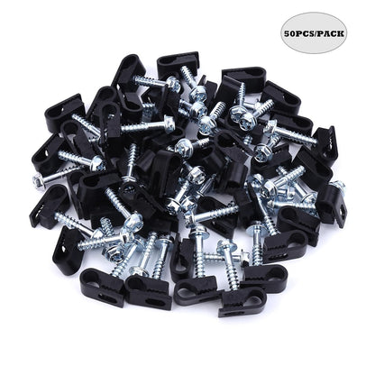 Cable Clips with Screws Fastener 1/4 Inch (6 mm) - All Weather Wire Clips for Coaxial, Ethernet,Electrical Cables,Brick/Stucco Siding Clips, UV-Resistant for Outdoor Wall Mount,30 Pack,White