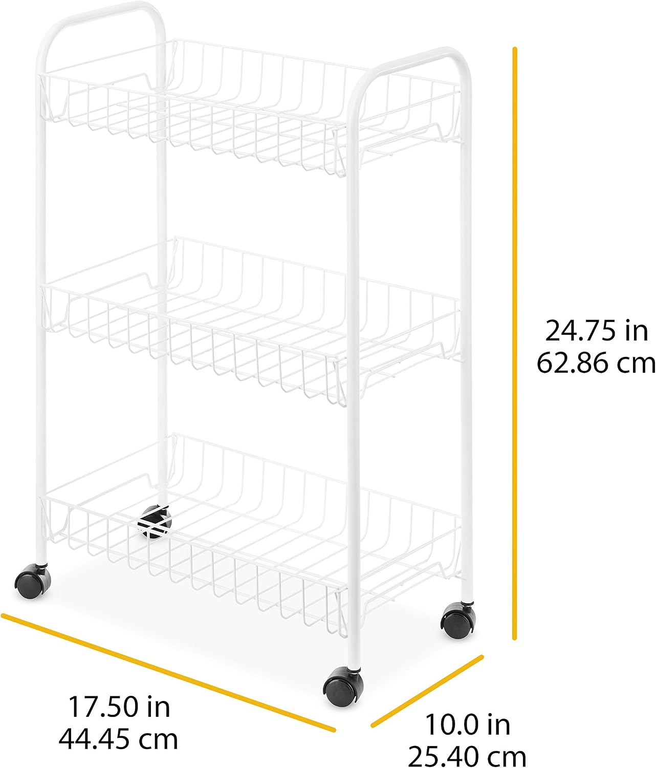 Whitmor 3 Tier Rolling Laundry Cart 8.50x26.0x31.0