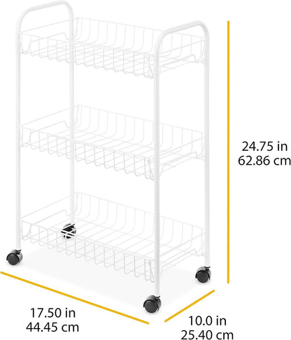 Whitmor 3 Tier Rolling Laundry Cart 8.50x26.0x31.0
