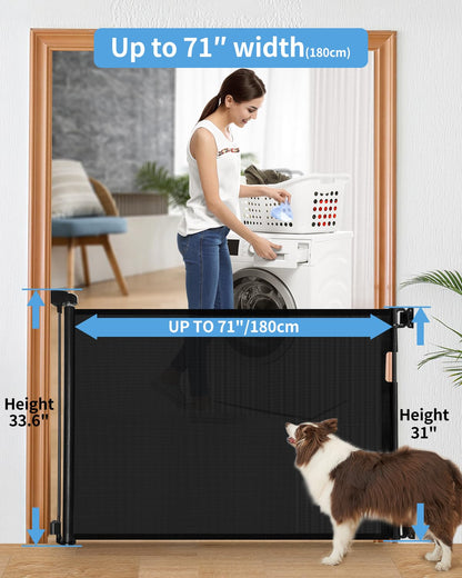 Veraste Retractable Baby Gate for Doorways and Stairs, Mesh Safety Gate for Pet, Indoor & Outdoor Use, One-Hand Operation, Easy Installation, 33.6" Tall, Expands to 55" Wide（White,33.6"x55"