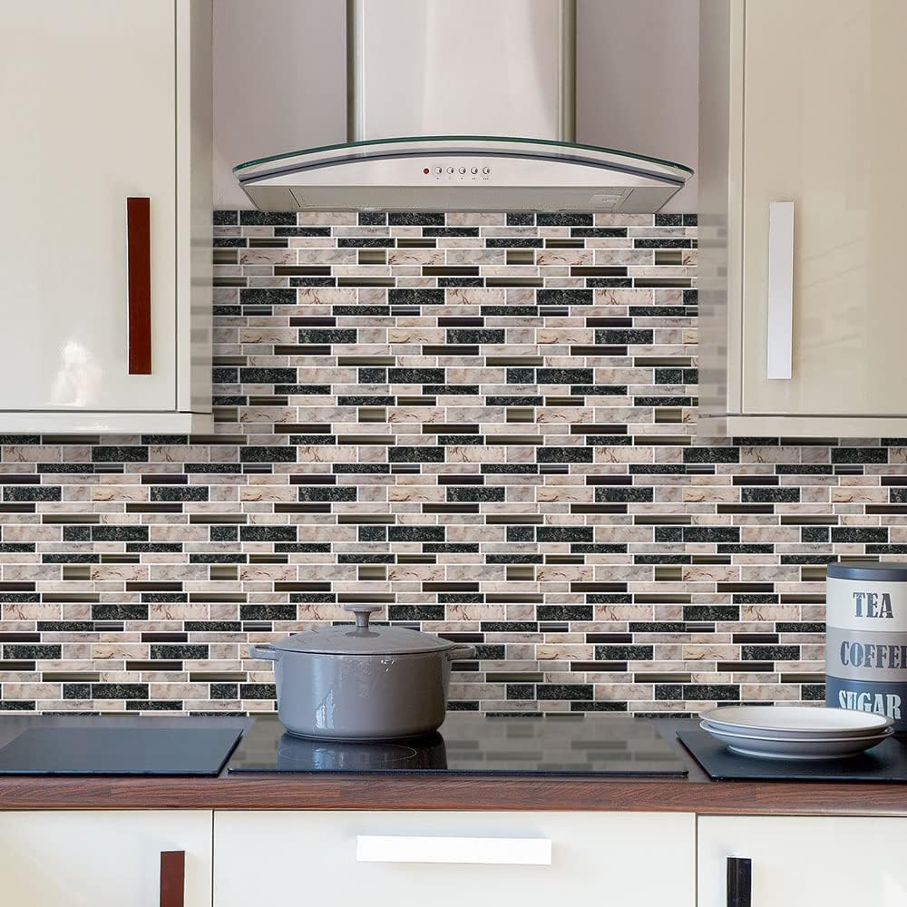 STICKGOO Thicker Design Peel and Stick Tile Backsplash, 12”×12” Stick on Backsplash for Kitchen, Self Adhesive Tile Stickers for Kitchen Backsplash and Bathroom(10 Sheets, Vintage Stone)