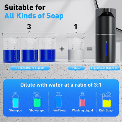 Fantictas Automatic Soap Dispenser,Touchless Hand Wall Mount Rechargeable 3 Gear Adjustable Electric Soap Dispenser 350ml with Infrared Motion Sensor for Bathroom,Kitchen,Office, White Gel