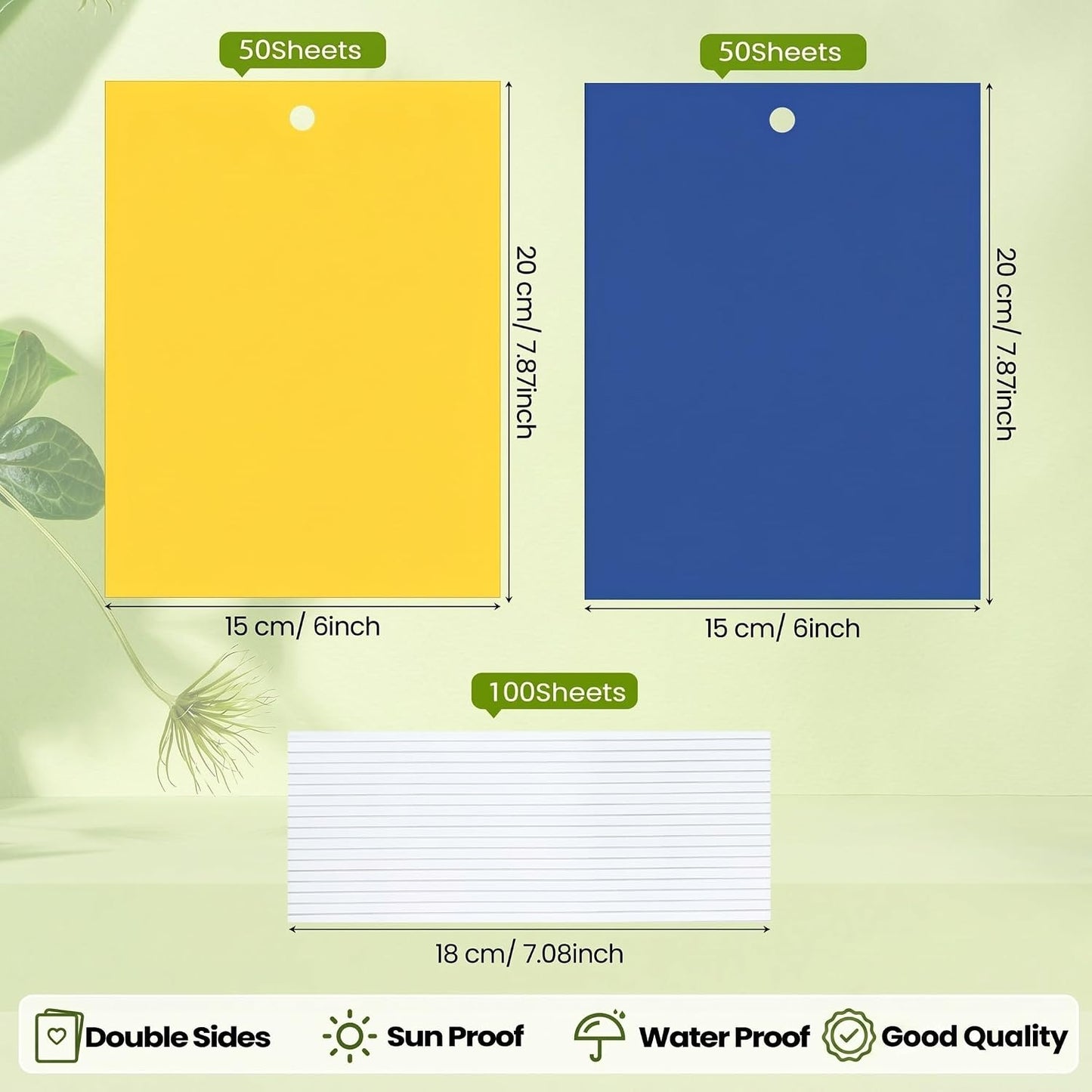 Qualirey 150 Pcs 6x8 Inch Yellow Sticky Traps for Gnats, Dual-Sided Sticky Gnat Traps for Indoor Outdoor Plants, Pest Control for Fungus Gnats, Fruit Flies, Whiteflies – Bulk Pack with Twist Ties