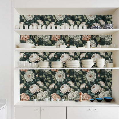18"x236" Boho Cream/Brown Daisy Flower Peel and Stick Self Adhesive Wallpaper Removable Contact Paper Stick on Easy Peel Off Wall Paper for Kitchen Bedroom Bathroom Renter