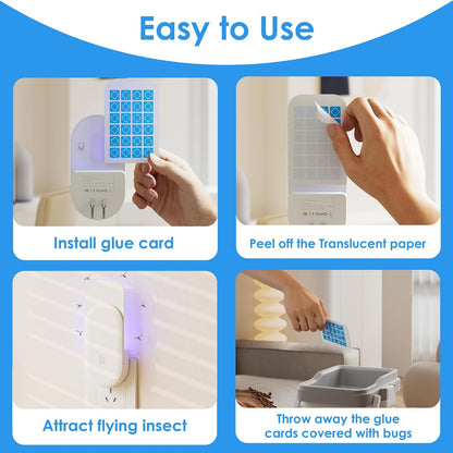 Fly Trap Indoor, 3 in 1 Plug-in Fruit Fly Trap,1 Trap White and 5 Glue Cards, Fruit Fly Traps for Indoors, Flying Insect Trap for Gnat, Moth, Mosquito, Suitable for Every Part of The Home