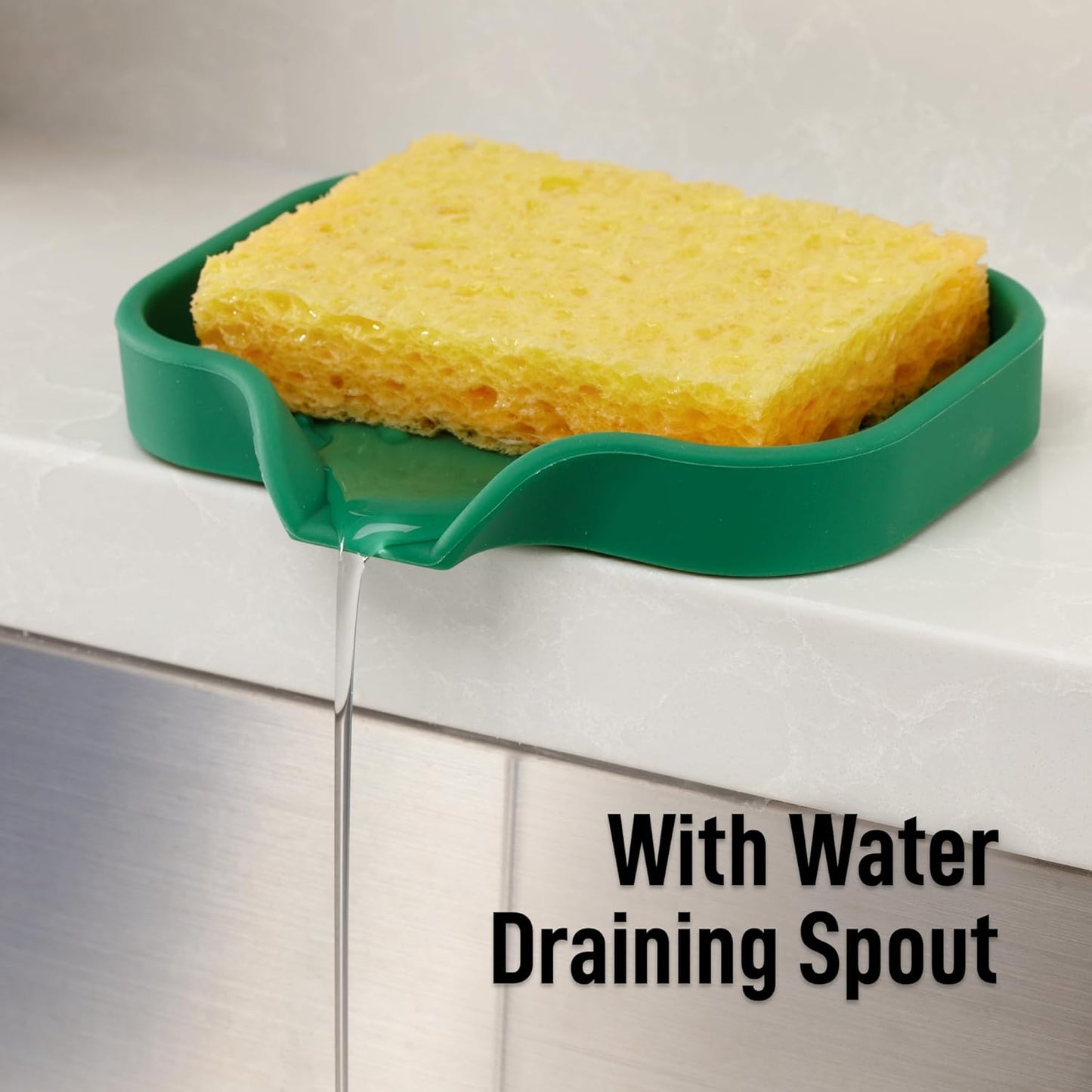 Zulay Kitchen (9x3.5in) Sponge Holder for Kitchen Sink - Flexible Heavy-Duty Multipurpose Sink Caddy - Counter Organizer for Kitchen, Bathroom, Makeup, Trinkets & More! (Grey)