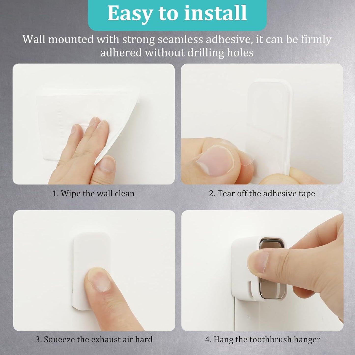 4PCS Toothbrush Holders for Bathroom, Single Slot Teeth Brush Storage Organizer with Cover & Drainage Hole for Shower Travel Family Use, Dust- & Waterproof Wall Mounted Detachable Dispenser