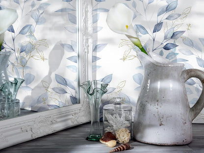 HeloHo Peel and Stick Wallpaper Blue Floral Leaf Wall Paper Self Adhesive Removable Thicken Waterproof Contact Paper for Bathroom Bedroom Living Room Decor Renter Friendly Wallpaper 15.35" X 78.7"